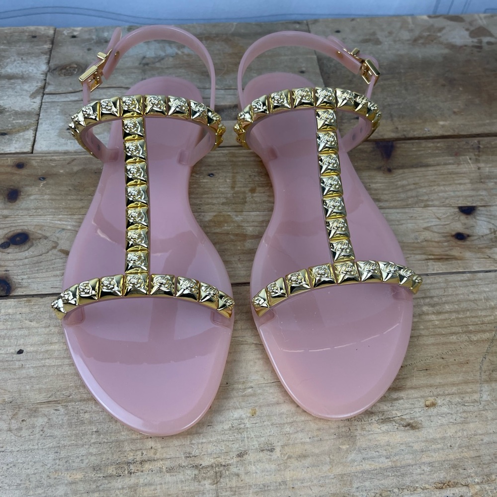 Women’s‎ Stuart Weitzman Jelrose Studded T-Strap Ballet Jelly Sandals Size 10
